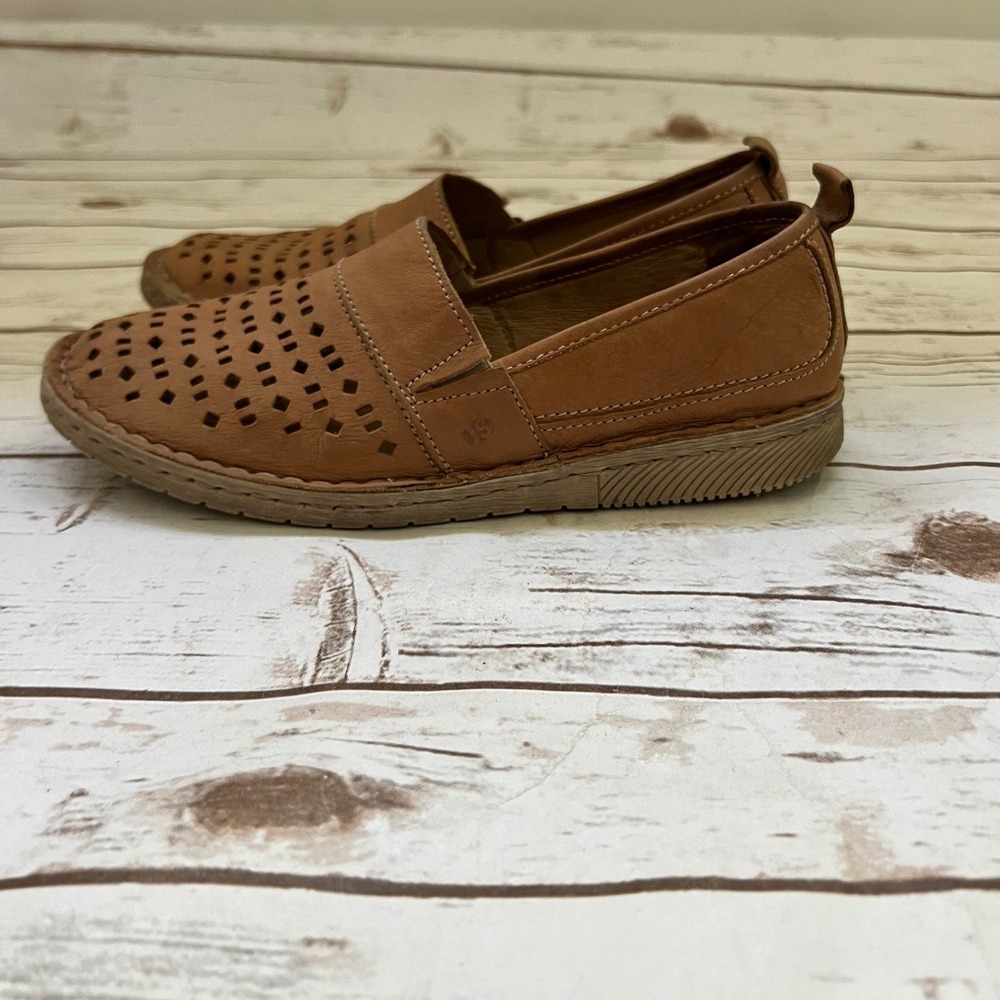 Josef Seibel Slip On Tan Leather Perforated Comfort Loafers 37 (6-6.5)